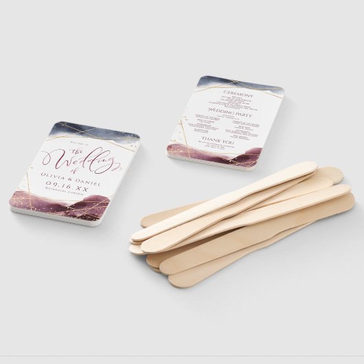 Dusk Watercolor Geometric Modern Wedding Program Fächer (Non-assembled)