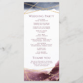 Dusk Watercolor Geometric Modern Wedding Program Menükarte (Rückseite)