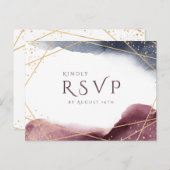 Dusk Watercolor Geometric Modern Wedding RSVP Einladungspostkarte (Vorne/Hinten)