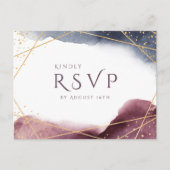 Dusk Watercolor Geometric Modern Wedding RSVP Einladungspostkarte (Vorderseite)