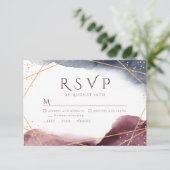 Dusk Watercolor Geometric Modern Wedding RSVP Karte (Stehend Vorderseite)