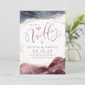 Dusk Watercolor Geometrische Hochzeit der Kalligra Einladung (Stehend Vorderseite)