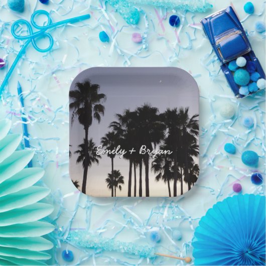 Dusk with Palm Trees Tropical Scene Pappteller (Party)