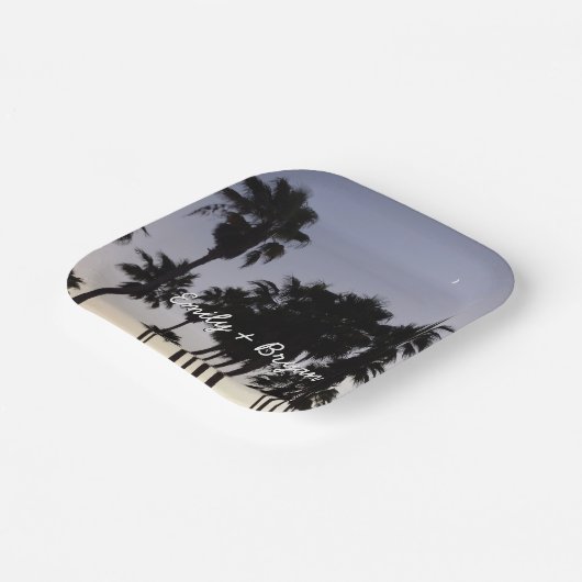 Dusk with Palm Trees Tropical Scene Pappteller (Gewinkelt)