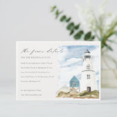 Dusky Aqua Lighthouse Hochzeitsdetails Begleitkarte (Stehend Vorderseite)