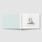 Dusky Aquamarin Sailboat Palm Seascape Brautparty Gästebuch (Voll)