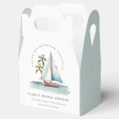 Dusky Aquamarin Sailboat Palm Seascape Brautparty Geschenkschachtel (Geöffnet)