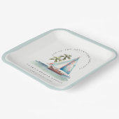 Dusky Aquamarin Sailboat Palm Seascape Brautparty Pappteller (Gewinkelt)