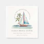 Dusky Aquamarin Sailboat Palm Seascape Brautparty Serviette (Vorderseite)