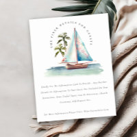 Dusky Aquamarin Sailboat Palm Seascape Hochzeitdet