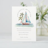 Dusky Aquamarin Sailboat Palmen Bäume Seascape Hoc RSVP Karte (Stehend Vorderseite)