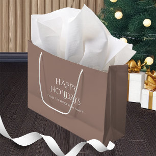 Dusky Beige Brown Happy Holidays Color 9C7F74 Große Geschenktüte