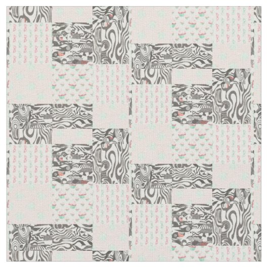 Dusky Black Grau, White, Red & Green Design Stoff (Nahaufnahme)