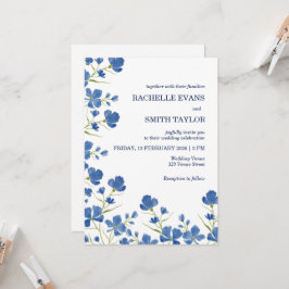 Dusky Blue Blumenhochzeits-Einladung Einladung