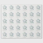 Dusky Blue Eucalyptus Fern Foliage Cross Baptisse Geschenkpapier (Flach)