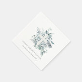 Dusky Blue Eucalyptus Fern Foliage Cross Baptisse Serviette (Ecke)