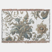 Dusky Blue Floral Brocade Muster Decke (Vorderseite)
