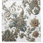 Dusky Blue Floral Brocade Muster Duschvorhang (Vorderseite)
