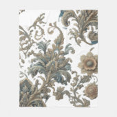 Dusky Blue Floral Brocade Muster Fleecedecke (Vorderseite)