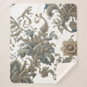 Dusky Blue Floral Brocade Muster Sherpadecke (Vorderseite)