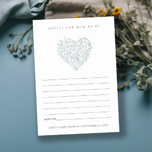 Dusky Blue Floral Heart Advisor für Mum Baby Showe Begleitkarte