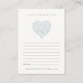 Dusky Blue Floral Heart Advisor für Mum Baby Showe Begleitkarte (Vorderseite)