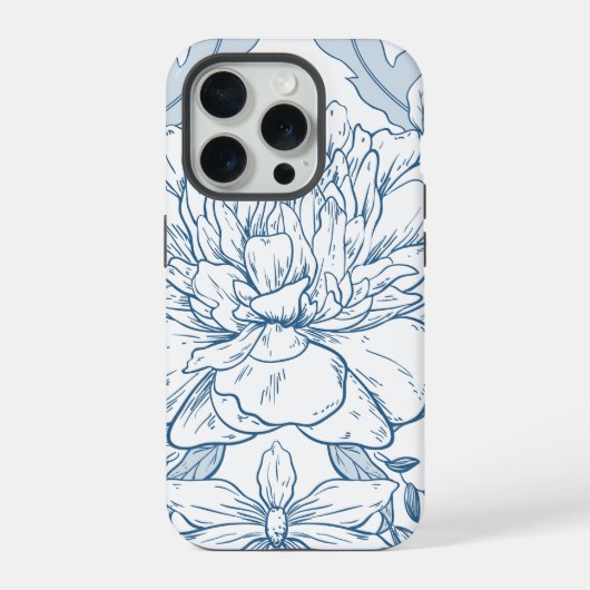 Dusky Blue Floral Pattern iPhone Hülle (Rückseite)