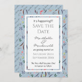 Dusky Blue Floral Personalisiert IT ist EREIGNIS! Save The Date (Vorne/Hinten)