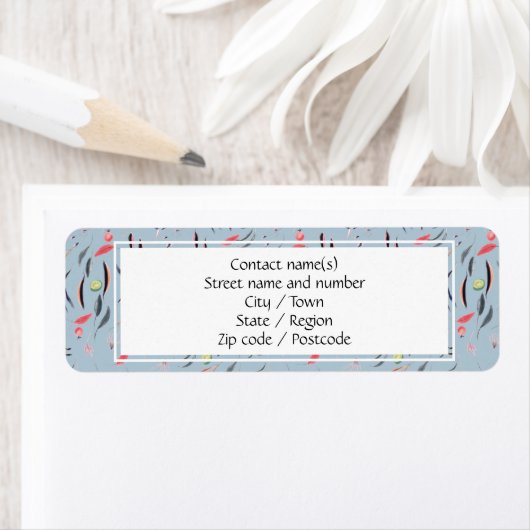 Dusky Blue Floral Personalisierte Rücksendeadresse (Insitu)