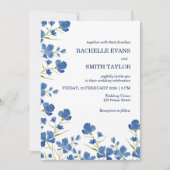 Dusky Blue Flower Wedding Invite Einladung (Vorderseite)