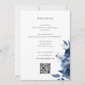 Dusky Blue Gold Floral All in one Wedding Einladung (Rückseite)