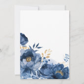 Dusky Blue Gold Floral Wedding Einladung (Rückseite)