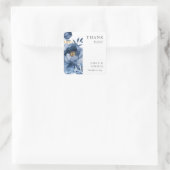 Dusky Blue Gold Floral Wedding Quadratischer Aufkleber (Tasche)