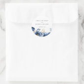 Dusky Blue Gold Floral Wedding Runder Aufkleber (Tasche)