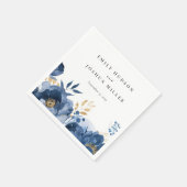 Dusky Blue Gold Floral Wedding Serviette (Ecke)