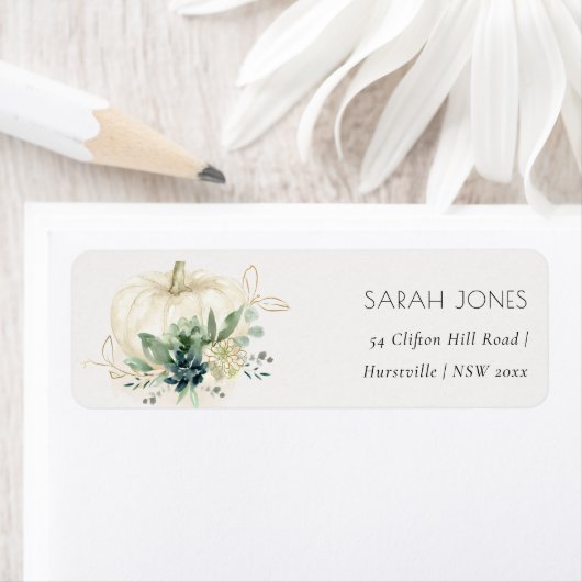 Dusky Blue Green Gold Succulent Pumpkin-Adresse (Insitu)