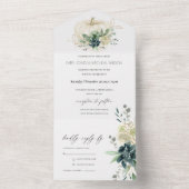 Dusky Blue Green Gold Succulent Pumpkin Wedding All In One Einladung (Innen Boden)