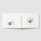 Dusky Blue Green Gold Succulent Pumpkin Wedding Gästebuch (Voll)