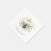 Dusky Blue Green Gold Succulent Pumpkin Wedding Serviette (Ecke)