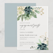 Dusky Blue Green Succulent Fauna Verlobung laden Dankeskarte (Vorne/Hinten)