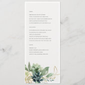 Dusky Blue Green Succulent Foliage Wedage Menu Menükarte (Rückseite)