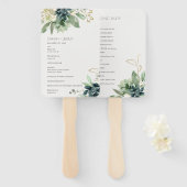 Dusky Blue Green Succulent Foliage Wedding Program Fächer (Vorne und Hinten)