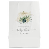 Dusky Blue Green Succulent Pumpkin Baby Dusche Mittlere Geschenktüte (Rückseite)