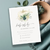 Dusky Blue Green Succulent Pumpkin Wedding RSVP Begleitkarte