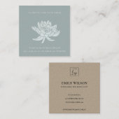 DUSKY BLUE LOTUS FLORA LOGO SHOPPPING DANK QUADRATISCHE VISITENKARTE (Vorne/Hinten)