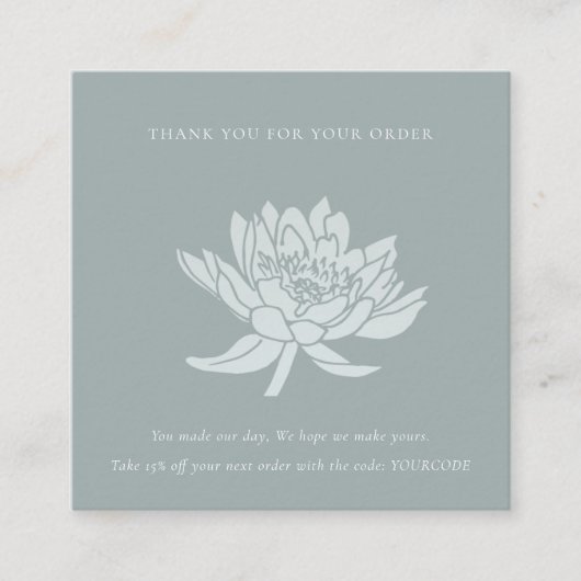 DUSKY BLUE LOTUS FLORA LOGO SHOPPPING DANK QUADRATISCHE VISITENKARTE (Vorderseite)