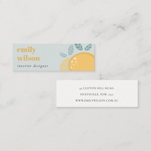 Dusky Blue Niedlich Lemon Abstrakt Bold Fruchtzitr Mini Visitenkarte (Vorne/Hinten)