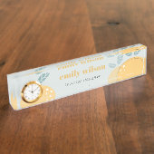 Dusky Blue Niedlich Lemon Abstrakt Bold Fruchtzitr Namensplakette (Seite)