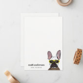 Dusky Blue Retro Blue Bulldog Dog Trainer Mitteilungskarte (Vorderseite/Rückseite Beispiel)