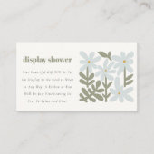 Dusky Blue Retro Blumendusche Babydusche Begleitkarte (Vorderseite)